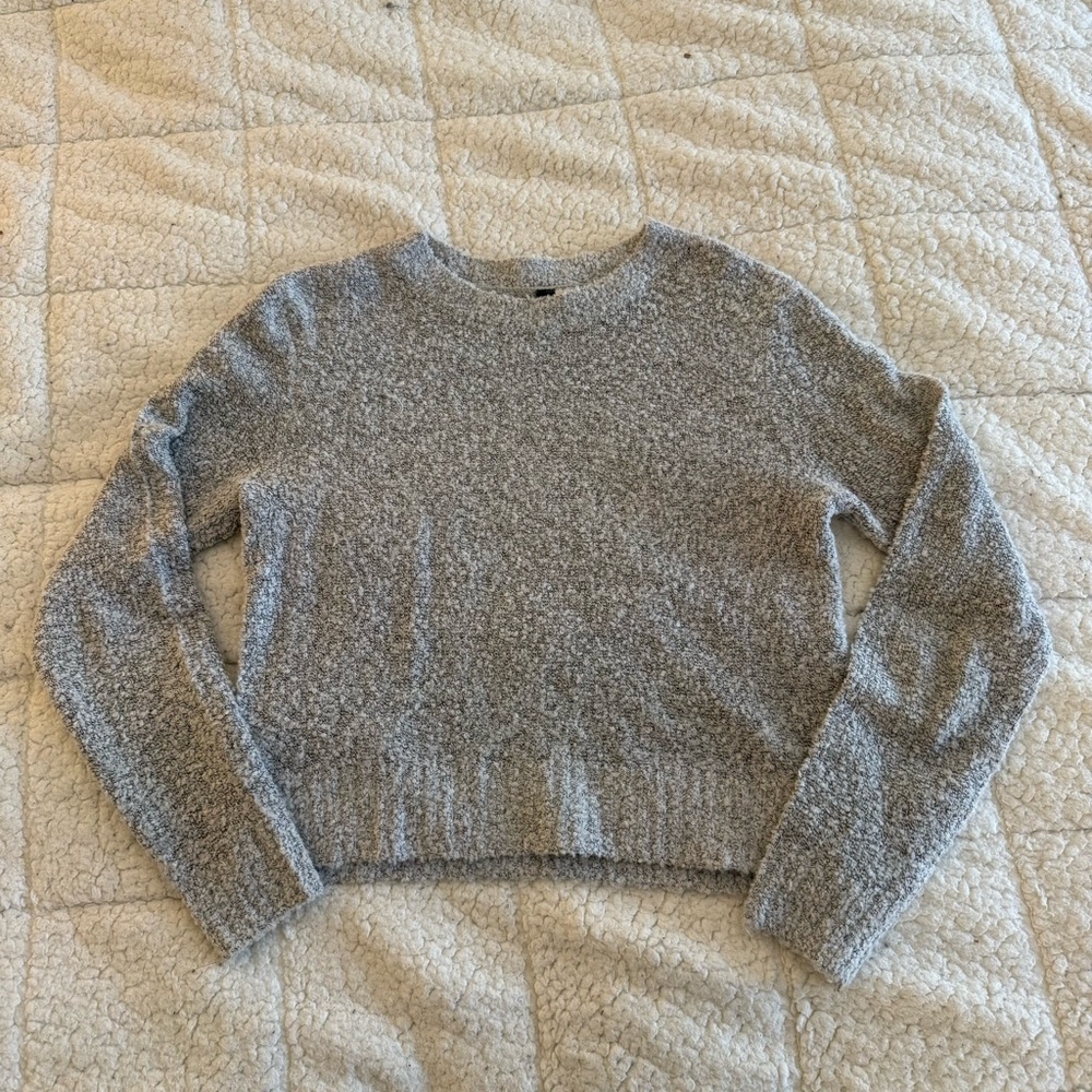 H&M Heather Gray Bouclé Scoop Crew Sweater